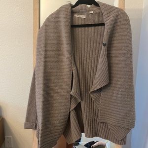 USED ALL SAINTS (size s) 43% wool cardigan with attached scarf in taupe